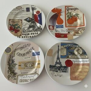 Set of 4 Rosanna French Flea Market Dessert Plates